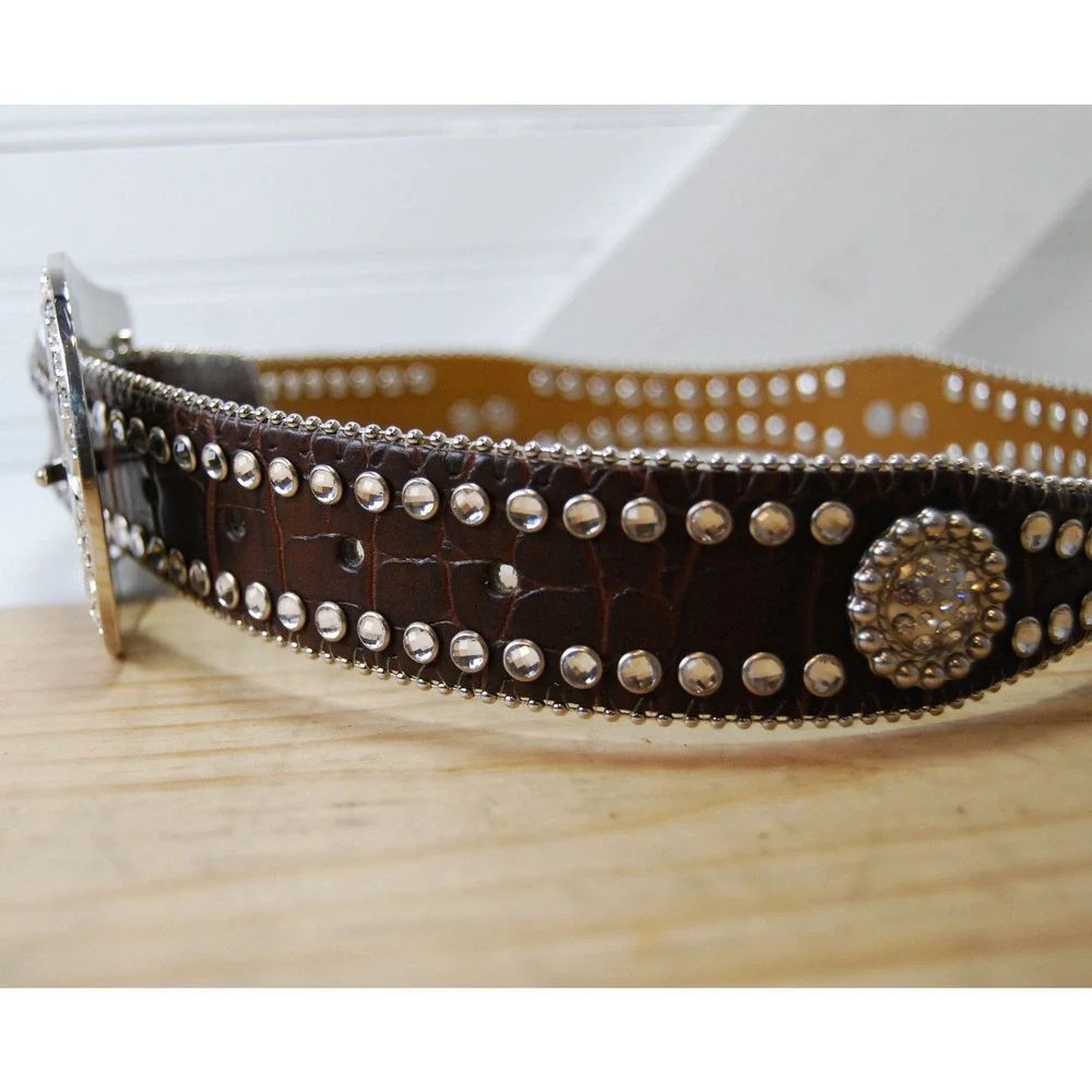 Girls Nocona Belt Co. Black leather Rhinestone studded‎ Kids Western Rodeo 4T-5T